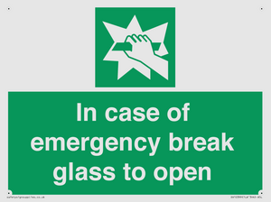In case of emergency break glass to open